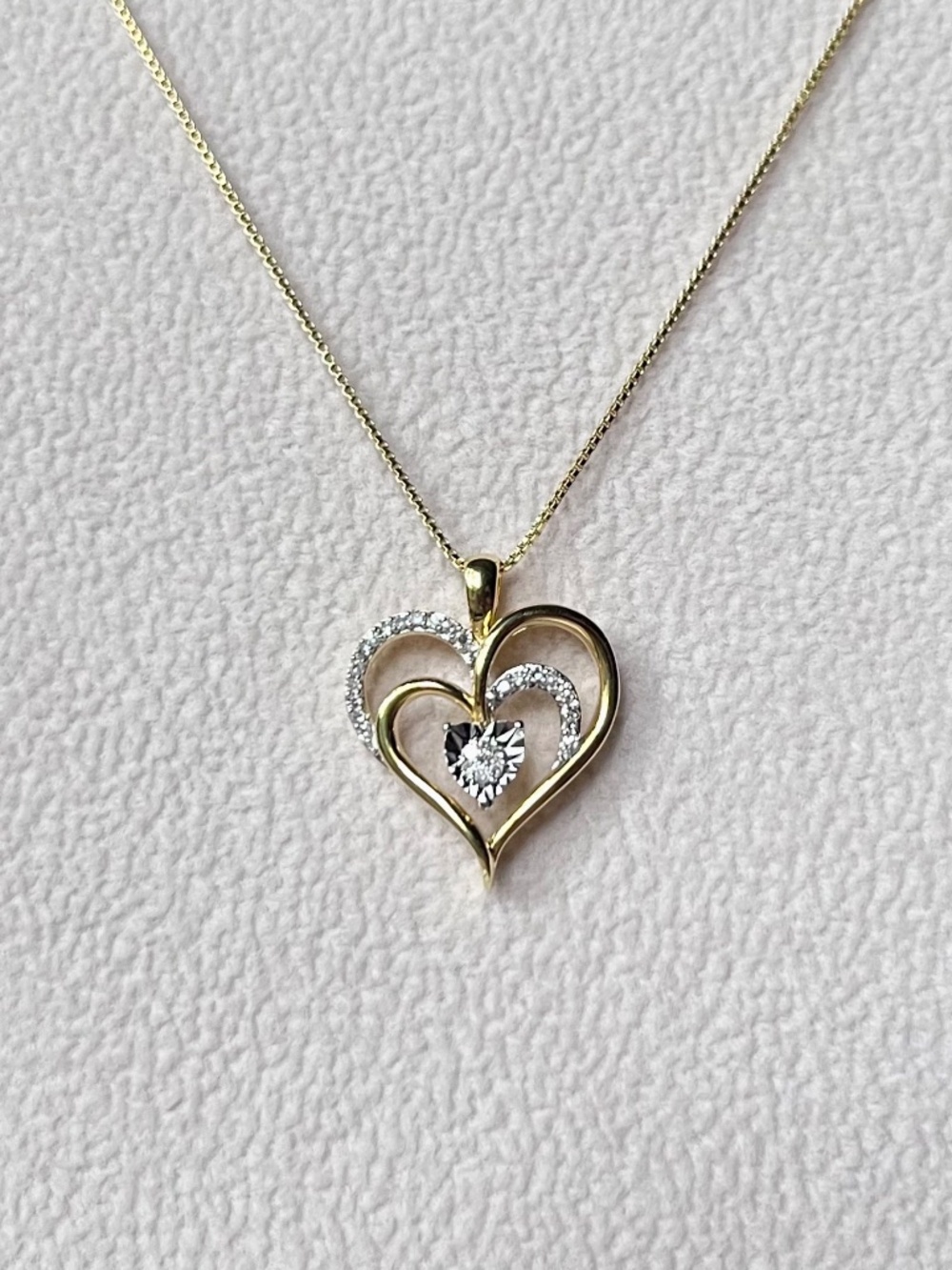 N030 | Natural Diamond Triple Heart Necklace